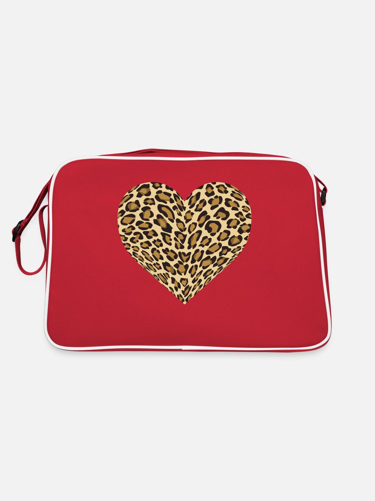 Leopard Heart - Retro Bag - red/white - Back