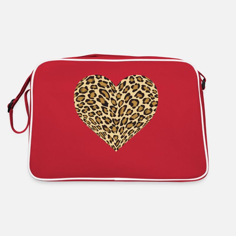 Leopard Heart - Retro Tasche - Rot/Weiß