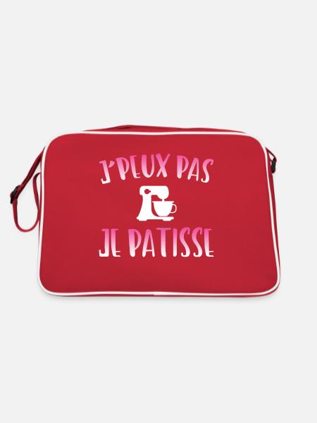 J'peux pas je pâtisse cadeau pâtisserie - Sac Retro - rouge/blanc - Dos