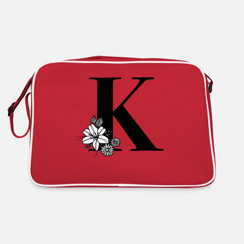 Buchstabe K - Retro Tasche - Rot/Weiß