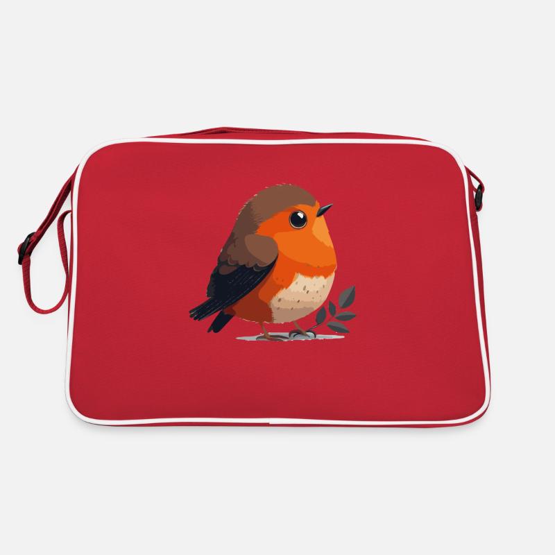 Illustration Comic Cute Kawaii Vogel Rotkehlchen Retro Tasche