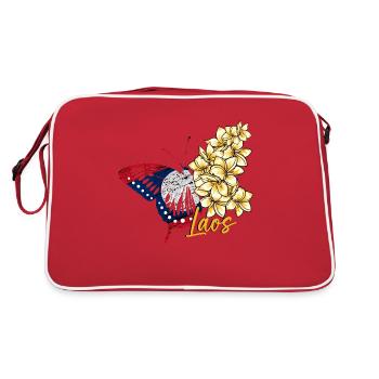 Laos Laote Laoten Flagge Tempel Lao I Geschenk - Retro Tasche - Rot/Weiß - Hinten