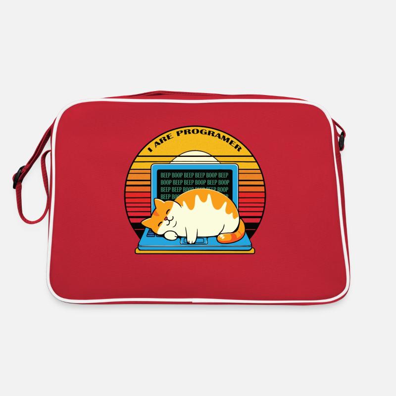 Ich bin Programmierer, fette schlafende Katze Retro Tasche