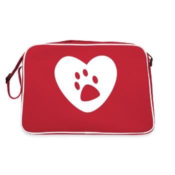 empreinte de patte sur un cœur - Sac Retro - rouge/blanc - Dos