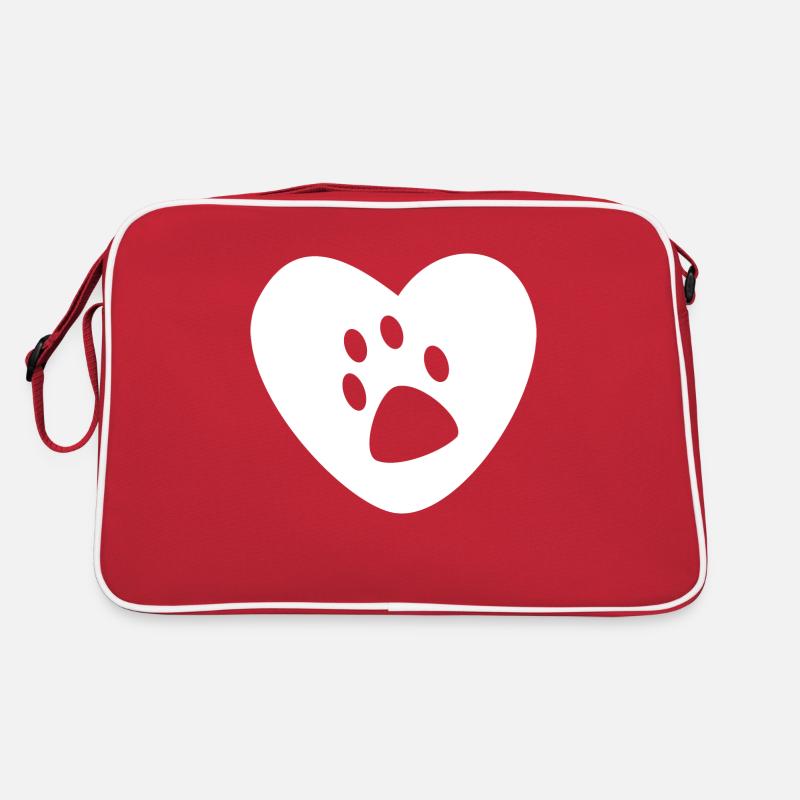 Pfotenabdruck auf einem Herz Retro Tasche
