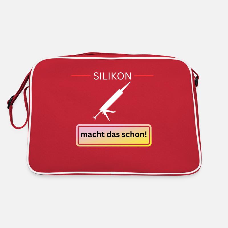 Silikon macht das schon - Retro Tasche - Rot/Weiß