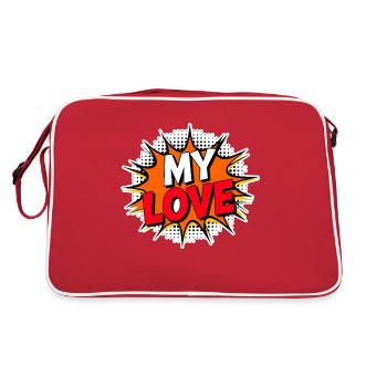 Alles Gute zum Valentinstag T-Shirt MEINE LIEBE - Retro Tasche - Rot/Weiß - Hinten