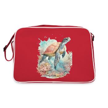 Dive into Aquatic Wonders: Turtle Sea - Retro Bag - red/white - Back