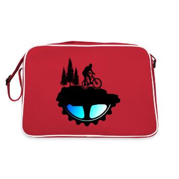 Fahrrad Fahrradkette Mountainbike BIKETRAIL - Retro Tasche - Rot/Weiß - Hinten