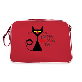 Funny Cat Happy red nose day - Sac Retro - rouge/blanc - Dos