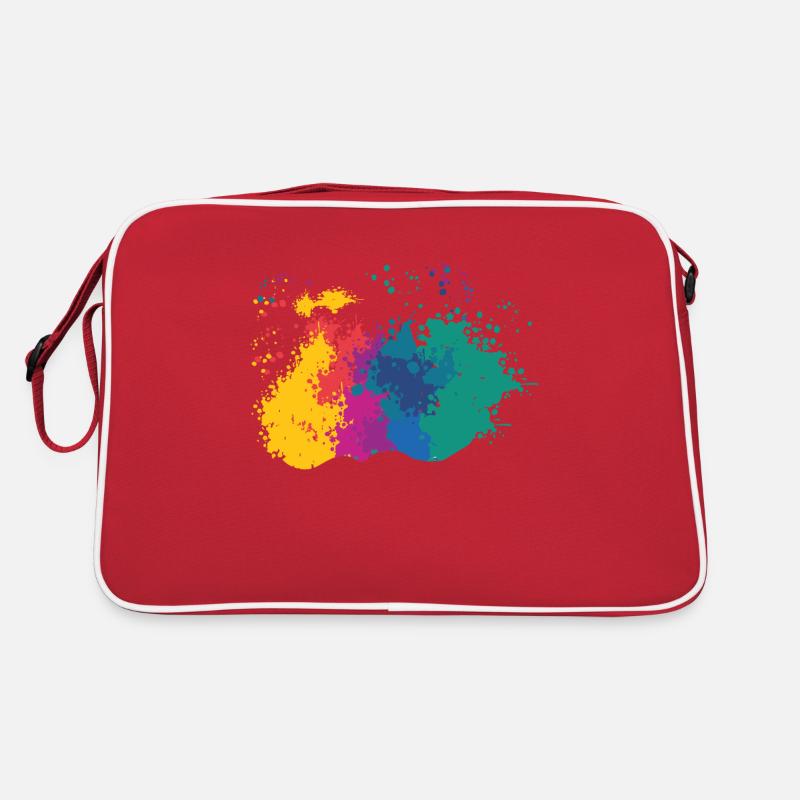 Farbkleckse Kleckse Farbspritzer Maler Geschenk - Retro Tasche - Rot/Weiß