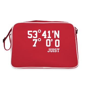 Juist Koordinaten Nordsee Insel Urlaub Geschenk - Retro Tasche - Rot/Weiß - Hinten