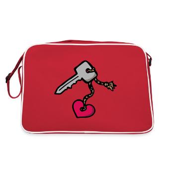 Clé avec porte-clés de cœur Déclaration d’amour - Sac Retro - rouge/blanc - Dos