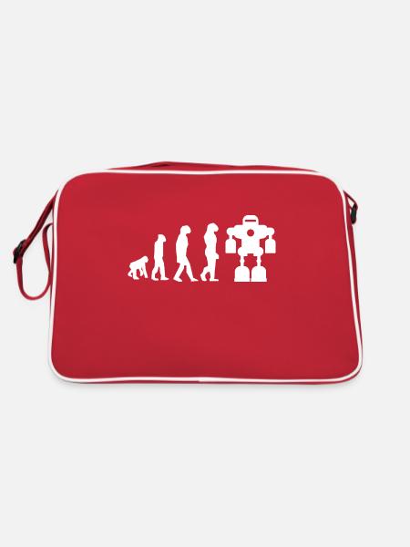 Roboter-Evolution - Retro Tasche - Rot/Weiß - Hinten