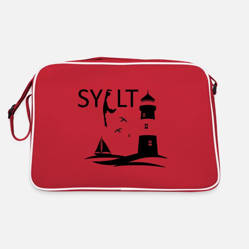 A lighthouse with seagulls and island map of Sylt Retro Bag