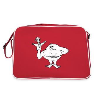 "Kasperle"-Monster - weiss gefuellt - Retro Tasche - Rot/Weiß - Hinten