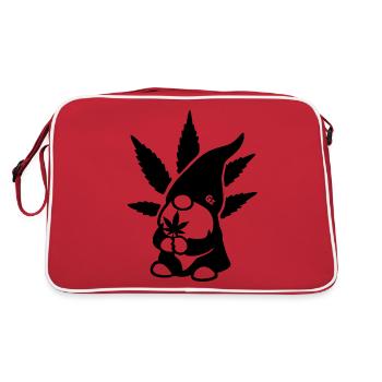Süßer Hanf Gnom/Zwerg mit Cannabisblatt - Weedlove - Retro Tasche - Rot/Weiß - Hinten