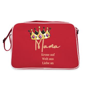 Für mich trägst du immer die Krone -Mama, Königin! - Retro Tasche - Rot/Weiß - Hinten