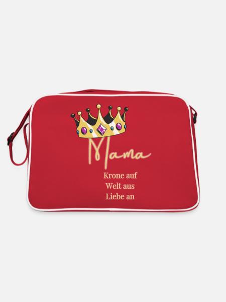 For me you always wear the crown - Mom, Queen! - Retro Bag - red/white - Back