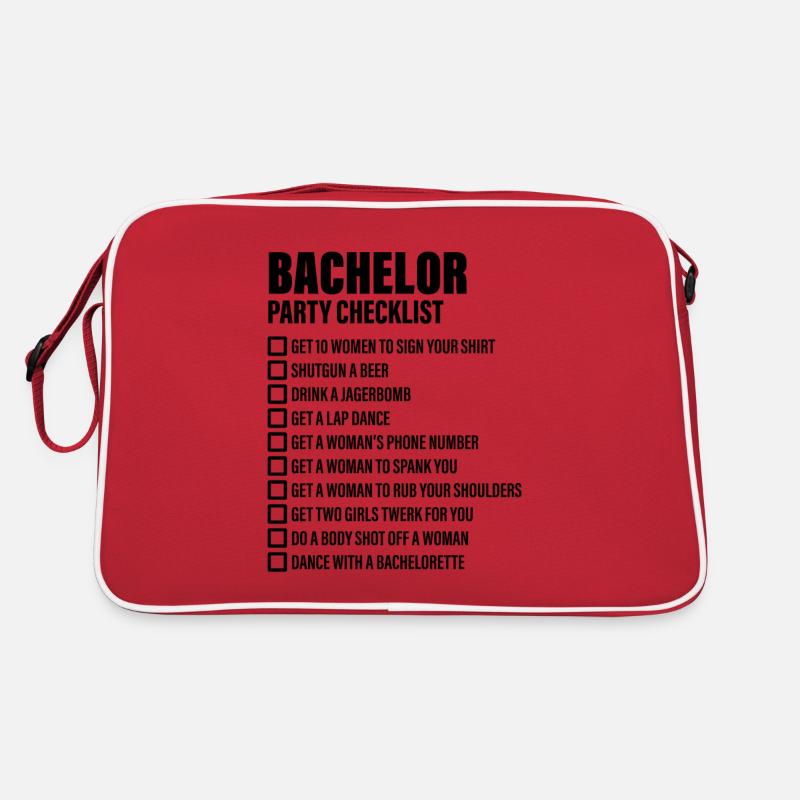 Bachelor Party Checklist - JGA - Retro Tasche - Rot/Weiß