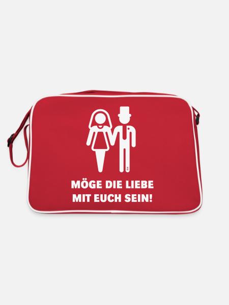 Möge Die Liebe Mit Euch Sein! (JGA / Hochzeit / W) - Retro Tasche - Rot/Weiß