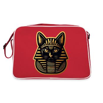 Katze im Ägyptischen Pharaonen Stil - Retro Tasche - Rot/Weiß - Hinten
