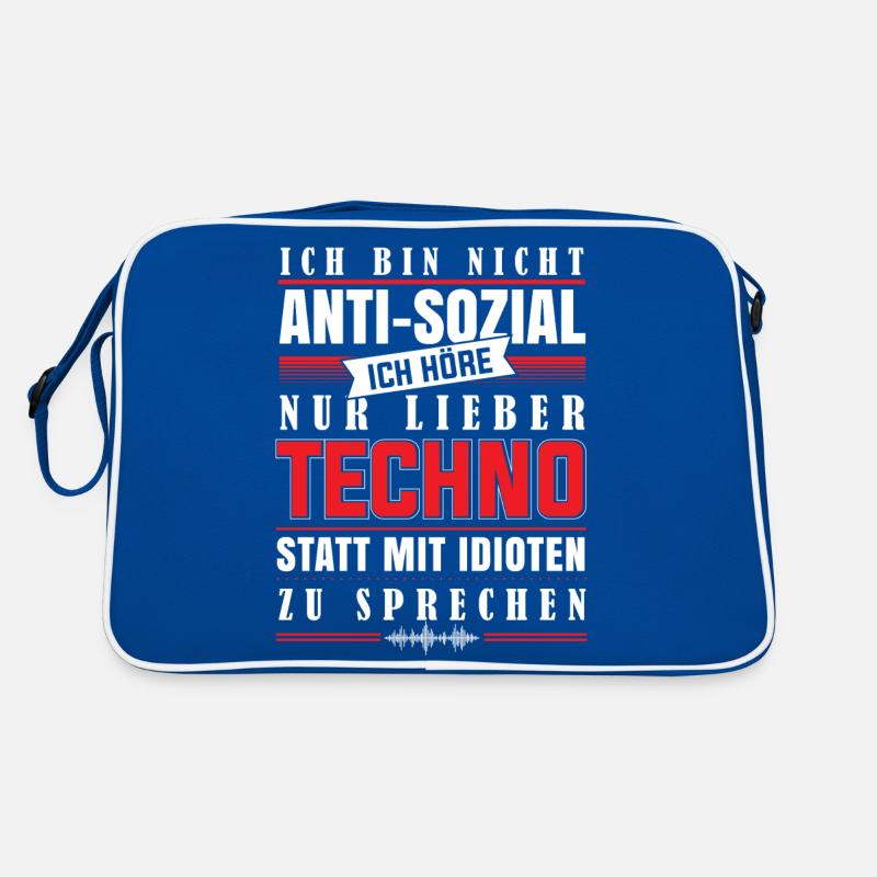 techno - Ich höre Techno Retro Tasche