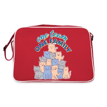 team familie katze hundesport elternzeit witzig - Retro Tasche - Rot/Weiß - Hinten