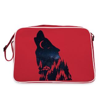 Silhouette de loup Galaxy - Sac Retro - rouge/blanc - Dos