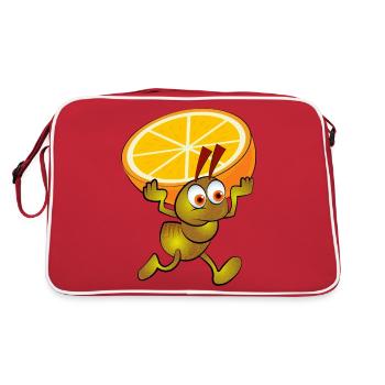 Yellow ant with a split orange - Retro Bag - red/white - Back