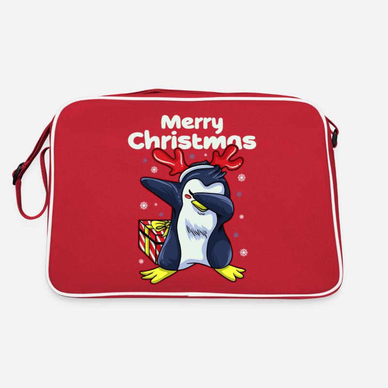 PENGUIN CHRISTMAS - Retro Tasche - Rot/Weiß