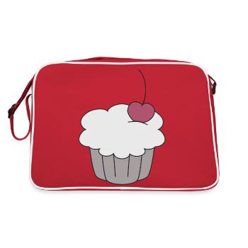 Muffin mit Kirsche - Retro Tasche - Rot/Weiß - Hinten