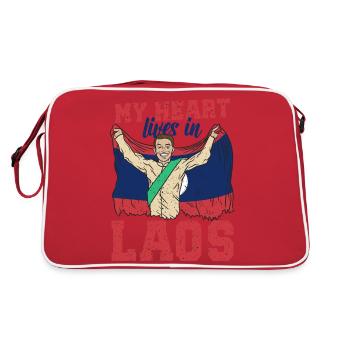 Laos Laote Stolz Junge Flagge I Geschenk - Retro Tasche - Rot/Weiß - Hinten