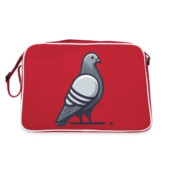 Held der Stadt - Die graue Stadttaube - Retro Tasche - Rot/Weiß - Hinten