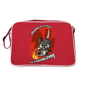 Mignon Bébé Dragon rouge qui boit son café - Sac Retro - rouge/blanc - Dos