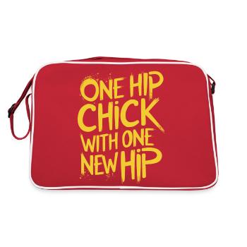 Humorous and proud – new hips, new happiness - Retro Bag - red/white - Back