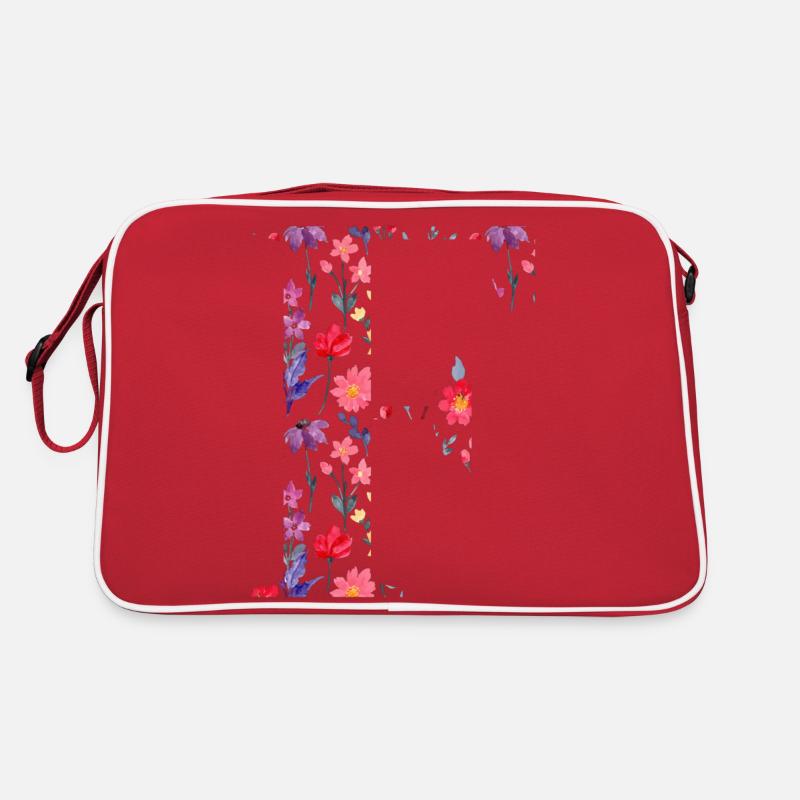 Personalisierter Blumenbuchstabe f - Geschenkidee Retro Tasche