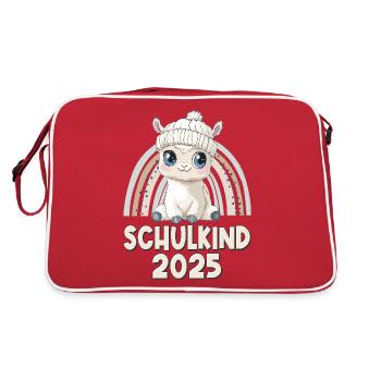School Child 2025 Alpaca School Enrollment School Student - Retro Bag - red/white - Back