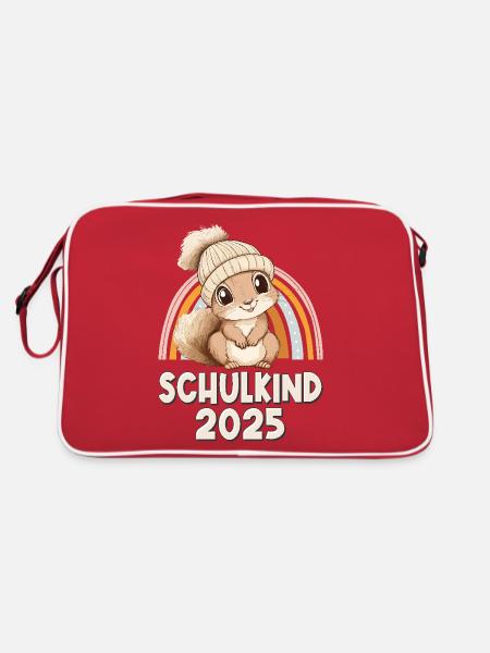 School Child 2025 Squirrel School Enrollment School - Retro Bag - red/white - Back