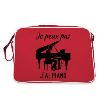 Je peux pas j'ai piano sur - Sac Retro - rouge/blanc - Dos