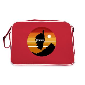 Île de Corse avec coucher de soleil et montagnes - Sac Retro - rouge/blanc - Dos