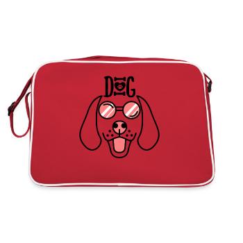 Un drôle de chien avec les lunettes roses rouges Chiens - Sac Retro - rouge/blanc - Dos