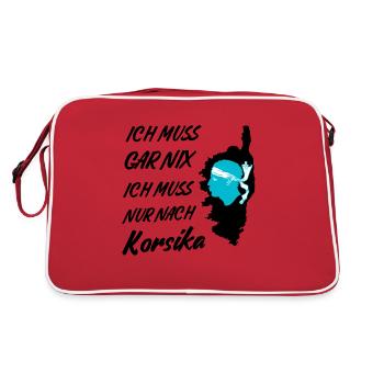 Ich muss gar nix ich muss nur nach Korsika - Retro Tasche - Rot/Weiß - Hinten