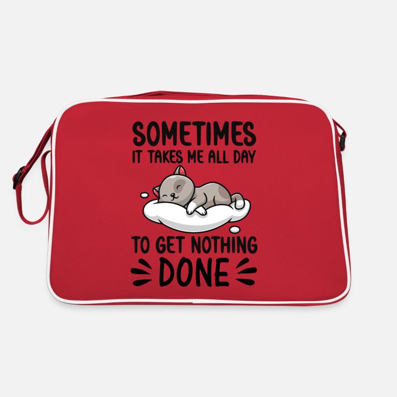 Doing nothing lazy Cat sleeping funny Cats Katzen Retro Tasche