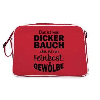 Lustige Sprüche über das Bauch - Retro Tasche - Rot/Weiß - Hinten