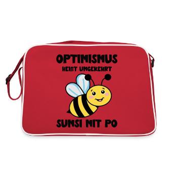 Optimismus heißt umgekehrt Sumsi mit Po Biene - Retro Tasche - Rot/Weiß - Hinten