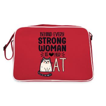 Derrière chaque femme forte se trouve son chat - Sac Retro - rouge/blanc - Dos