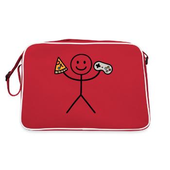 Drôle Pizza Gamer avec manette Gaming Stick Men - Sac Retro - rouge/blanc - Dos