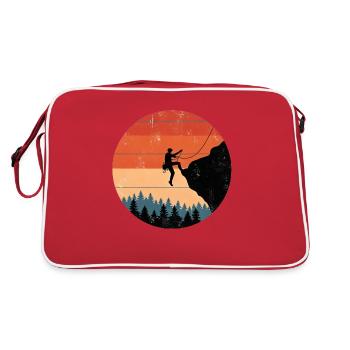 A mountaineer climbs the mountain high in the forest - Retro Bag - red/white - Back