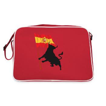 Spanien Stiersymbol und Kunst - Retro Tasche - Rot/Weiß - Hinten